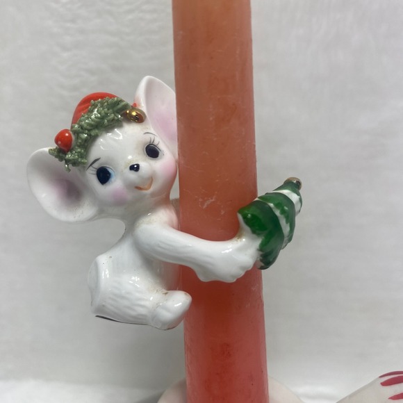 Giftco VTG Night Before Christmas Bone China Mouse Christmas Candle Holder - Picture 2 of 10